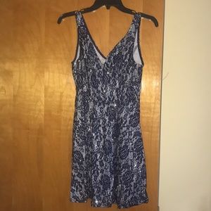 Sparkle royal blue and silver holiday dress SMALL